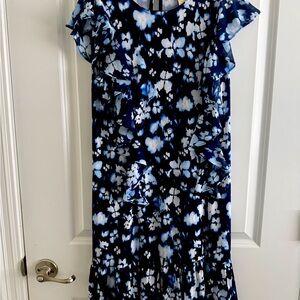 Michael Kors Navy and White Patterned Dress